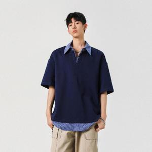 남성 데일리룩 카라 반팔티 여름 티 페이크 투톤 칼라 상의 스포M2
