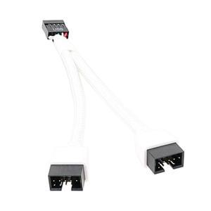 메인 보드 USB2.0 9핀 듀얼 분배기 케이블 차폐 와이어 흰색