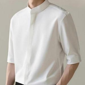 [하프클럽/에이치플러스몰]남자 헨리넥 데일리 셔츠 반팔 클래식 무지 남성 여름