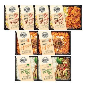 온더고 김치제육덮밥 290g, 4개 + 더블치즈 차돌깍두기 300g, 2개 + 우삼겹불고기덮밥 290g, 2개