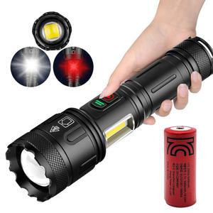 XHP160 COB LED 손전등+ 5000mAh 배터리포함 줌서치라이트 충전식 해루질 캠핑 낚시 등산 랜턴