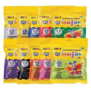 [edukids] 탱탱아이클레이 50g 리필 8색세트 빨강,주황,노랑,초록,파랑,분홍,흰색,검정