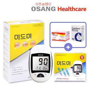 미드미 혈당 측정기+시험지50매+알콜솜100매+채혈침100개 당 당뇨 체크기 검사기 기계