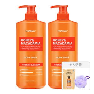 쿤달 네이처 바디워시, 체리블라썸, 1058ml, 2개 + 증정(바디워시 리필팩, 베이비파우더, 400ml + 샤워볼, 1개)