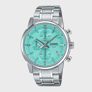 CASIO 카시오 MTP-E510D-2A 크로노그래프 터콰이즈 블루 메탈 남성시계