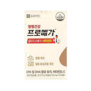 종근당건강 프로메가 알티지 오메가3 비타민D 430mg 60캡슐 관절 뼈건강
