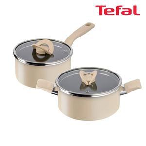 [기타]테팔 팬&냄비 인덕션 블라썸 베이지 2종세트 (편수냄비 18cm + 양수냄비 20cm)