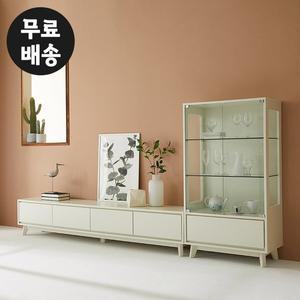 [벤티스가구]레체 거실장세트 유리 장식장 북유럽 가구 고급 수납장 티비장 테이블(2850)
