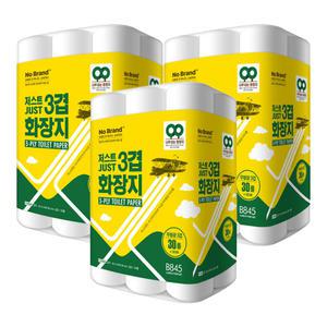 노브랜드 화장지 저스트 3겹 30M 30롤 3개
