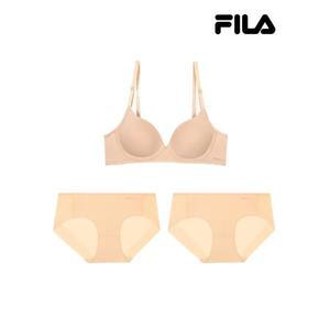 [휠라]폴리 베이직 트루베이지 노와이어 브라1+ 팬티2 세트  F2674FTBG _P380428762