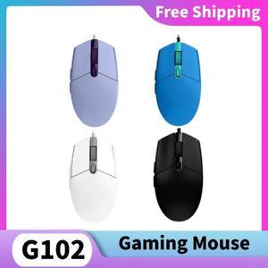G102 LIGHTSYNC 게임용 유선 마우스, RGB 백라이트 게이밍 노트북 광학 인체 공학적 디자인, 2 세대