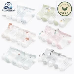 아동양말 아기 여름 메쉬 면 양말, 만화 동물 어린이 귀여운 신생아 소년 액세서리, 5쌍/로트, 0-2 세