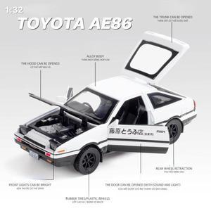 1:32 도요타 AE86 장난감 자동차 다이캐스트 미니어처 모델 풀백 사운드 라이트 도어 개방형 교육 컬렉션