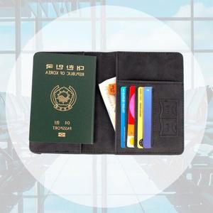 여권지갑 커버 밴딩 RFID차단 가죽 월렛 기본진회색