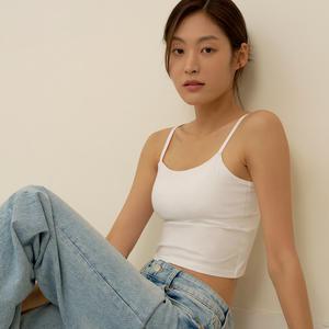 캡내장 크롭나시 모달 코튼 끈 조절 나시탑