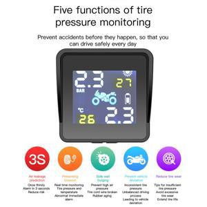 태양광 LCD 오토바이 TPMS 타이어 압력 온도 모니터링 경보 시스템 무선 기관차 전기 자동차 감지기