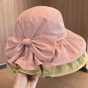 여름신상 리본 챙 번거지 모자 면백 셔링 여성 여름모자 자외선차단 해변룩