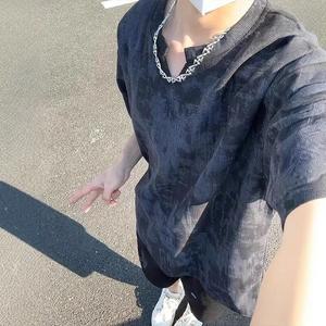 님성 데일리 반팔티 브이넥 나염 반팔 티 여름 캐주얼 상의 다올2