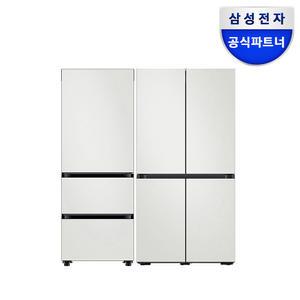 삼성 비스포크 RM70F63R2A 코타화이트 + RQ33DB74C1AP(1등급) 키친핏 냉장고&김치냉장고 세트