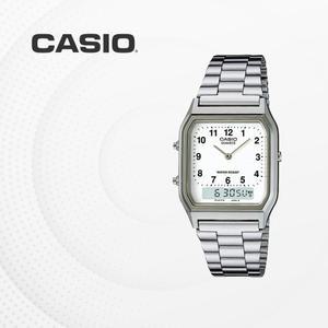 카시오 CASIO 메탈밴드 커플시계 AQ-230A-7B 듀얼타임 패션시계 AQ230A7B