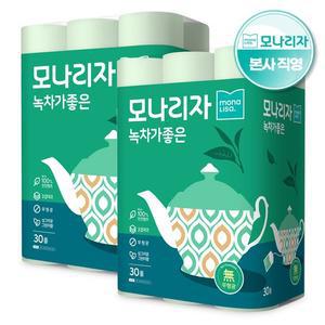 모나리자 녹차가좋은 30m 30롤 천연펄프 화장지 2팩