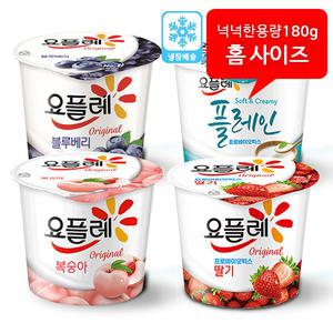 빙그레 요플레 180g12개(딸기3+복숭아3+플레인3+블루3)/무배