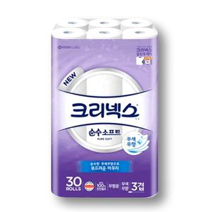 크리넥스 순수소프트 3겹 화장지 27m 30롤 x 1팩