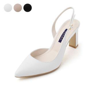 [갤러리아] 세라 소가죽 여성 펌프스 슬링백 스틸레토힐 TJG20004 화이트 8CM
