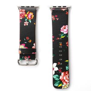 가죽 시계 밴드 애플 스트랩 44mm 40mm 38mm 42mm 여성 남성 꽃 프린트 팔찌 iwatch 5 4 3 2 1
