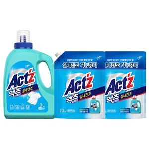 액츠 퍼펙트 실내건조 액체세제 드럼 용기, 3L, 1개 + 리필 일드겸용, 2.2L, 2개