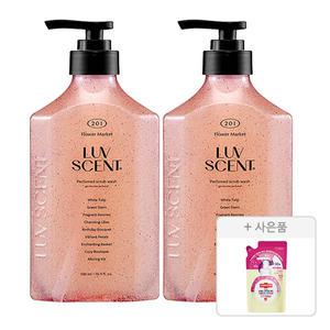 럽센트 스크럽워시 플라워마켓 화이트튤립향 500ml, 2개 + 증정(랩신 컬러체인지 핸드워시 베리향, 리필, 200ml, 1개)