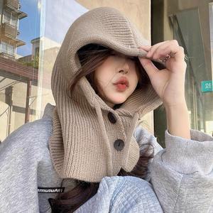 [하프클럽/다잇템]여자 후디 워머 단추 바라클라바 보온 머플러