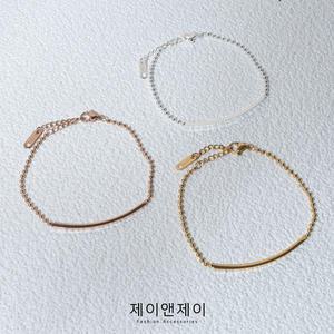 제이앤제이 써지컬스틸 플레인 심플 스틱 볼 체인 팔찌