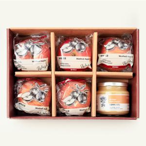 과일도감 사과 땅콩버터 선물세트 (세척사과 5입+땅콩버터 스무스 200g)