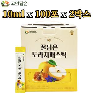 고이담은 프리미엄 배도라지 스틱 10ml 100포 2박스 국내산 즙 액기스 벌꿀 함유 환절기 목 기관지 건강