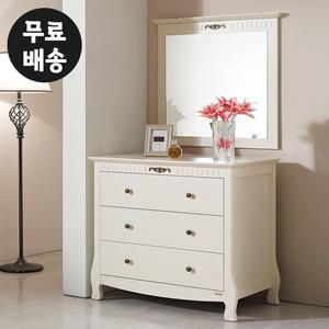 [벤티스가구]로엔 화장대 세트 3단 서랍장 체스트 거울 수납형 북유럽 엔틱 고급 수입(900)