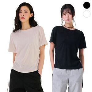 (체이스컬트) 골지 shirring 반팔 T-SHIRT/2Color