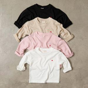 아동 유아 아기 주니어 남아 여아 데일리 무지 긴팔 하트 티셔츠