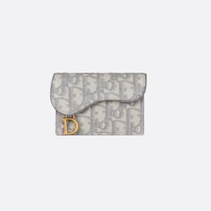 디올 25SS Saddle Bloom 카드 지갑 그레이 Dior Oblique자카드 (백화점풀세트)