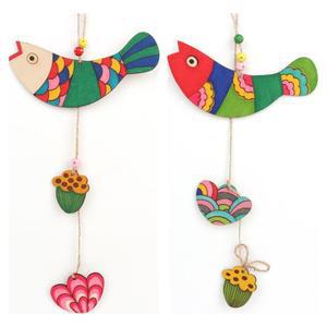 5-10세 MDF 나무판 구슬 장식 물고기 모빌 풍경만들기 5p 미술재료 혼자놀기 DIY