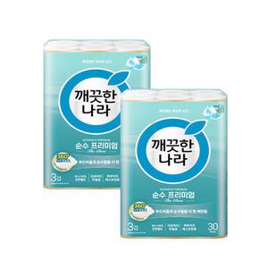 깨끗한나라 순수 프리미엄 더 클래스 30mX30롤 2팩 (30롤+30롤)
