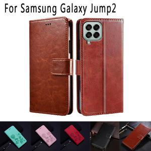 SM M336K 커버 갤럭시 점프 2 케이스 마그네틱 카드 플립 가죽 지갑 휴대폰 Etui 도서 점프 2 케이스 가방 코크