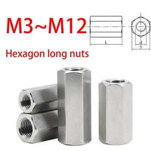 1/3/5Pcs M3 M10 304 스테인레스 스틸 육각 스탠드 오프 스페이서 긴 막대 커플 링 너트