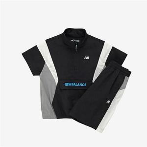 뉴발란스키즈 ESSENTIAL 우븐 스트레치 컬러배색 반집업 셋업 NK9YE2106U_(19)Black