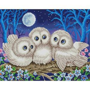 [하프클럽/알티피아]부엉이 가족 2 (캔버스) 보석십자수 40x50