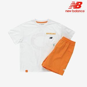 뉴발란스 키즈 2포켓 일러스트 우븐 셋업 NK9YE2402U-10 반팔티 _
