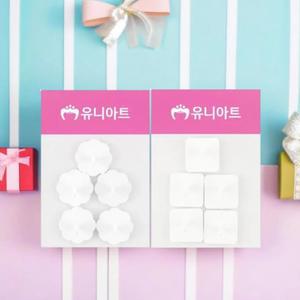 유니아트 고리마운틴 소품걸이 꽃 사각 고리 훅 후크 부착 접착용 화이트 (5개입 5세트)