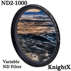 KnightX 가변 페이더 ND 필터, 조정 가능, 캐논 소니 1300d 사진 52mm 67mm, ND2-ND1000