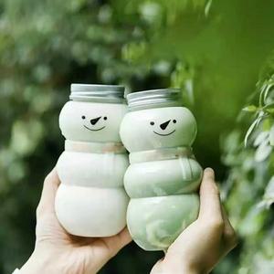 일회용 음료병 플라스틱 컵 귀여운 곰 주스 우유 차 보관 뚜껑 밀폐 360 500ml