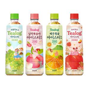 티로그 아이스티 제로 (납작복숭아, 애플청포도, 제주청귤, 루비자두) 500ml 각 6입 총 24입